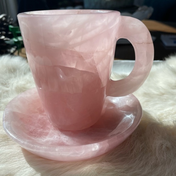 Beautiful Rose Quartz Tea Cup & Saucer - Picture 1 of 7
